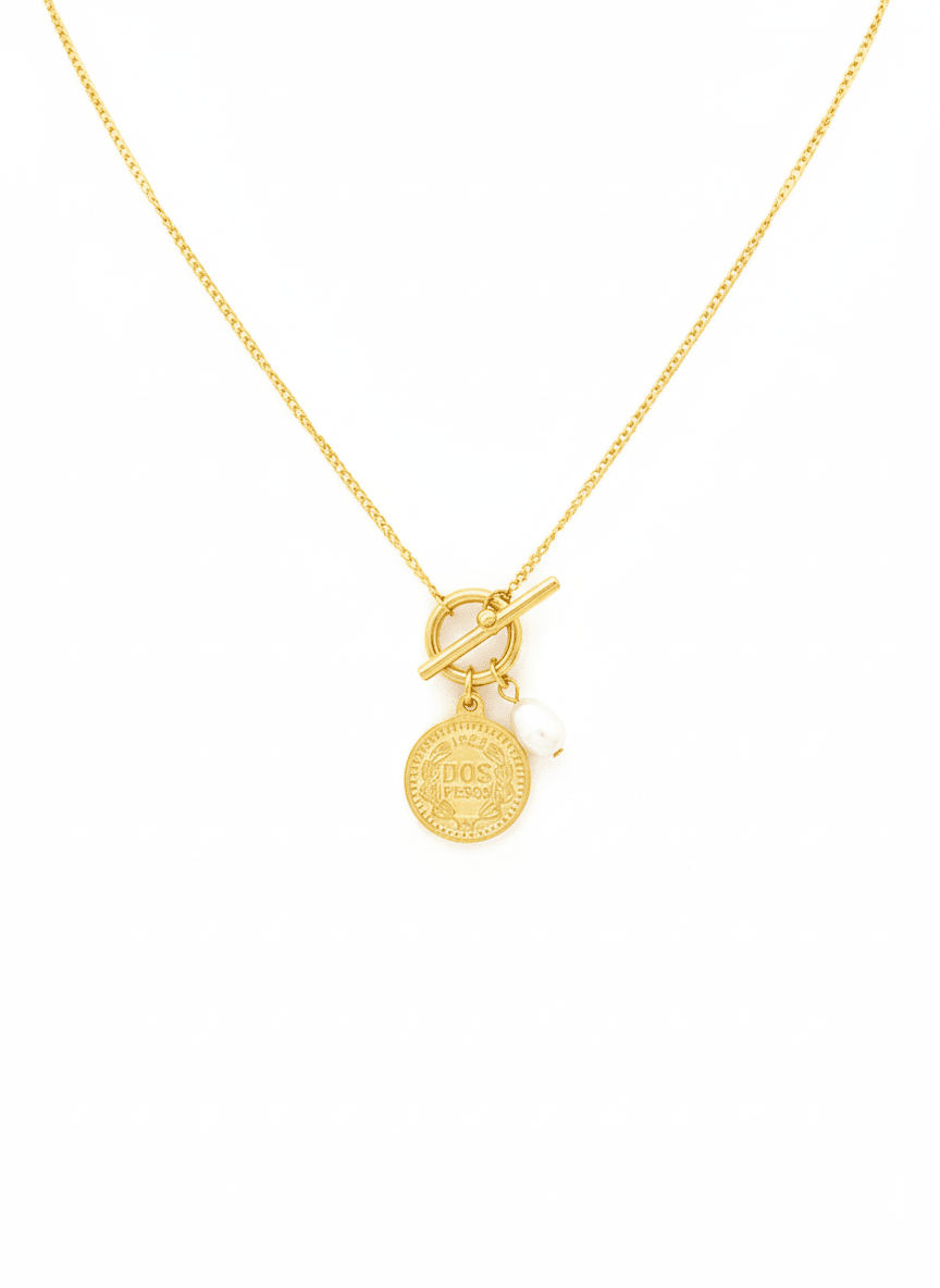 Vintage Peso Charm Necklace - ZIORF