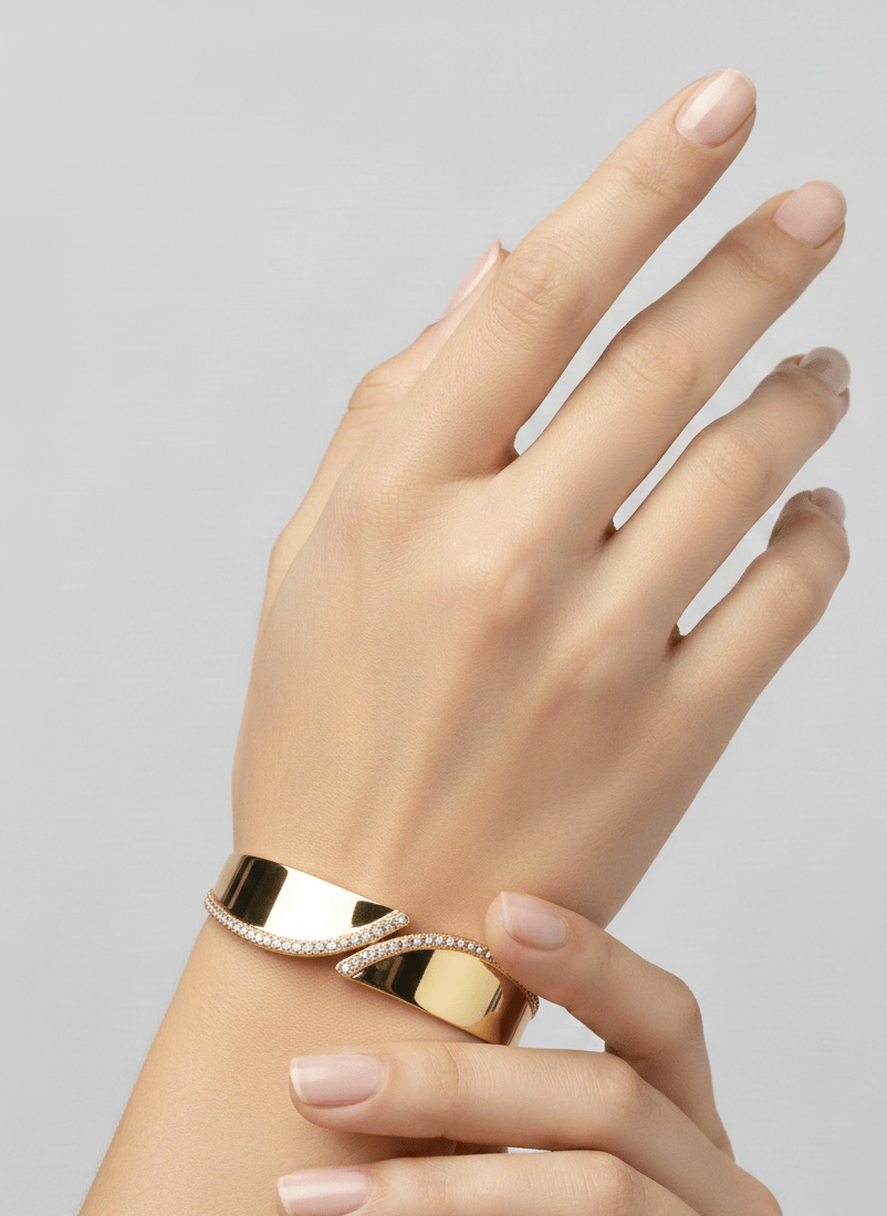 Wave Crystal Statement Bangle - ZIORF