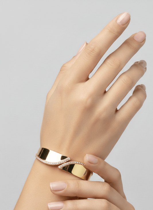 Wave Crystal Statement Bangle - ZIORF