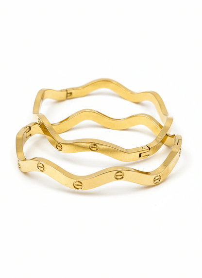 Wavy Luxe Screw Bangle - ZIORF