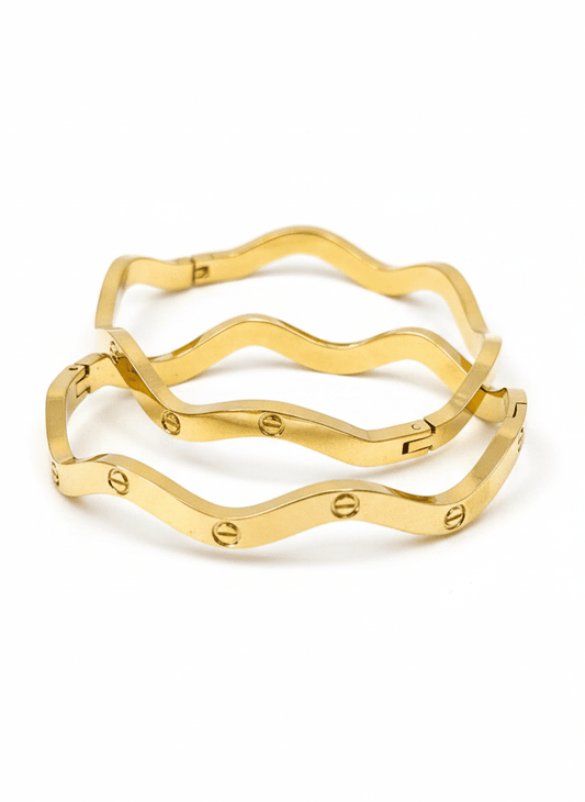 Wavy Luxe Screw Bangle - ZIORF